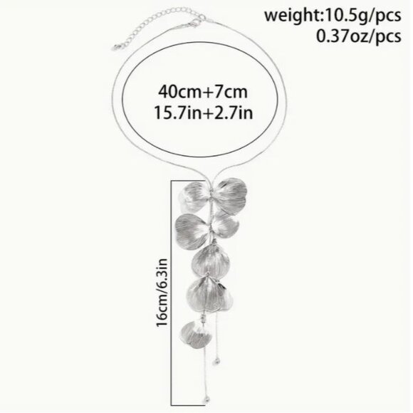 NEW Alvar Ethereal Gold Gingko Leaf Floral Drop Y Necklace - Picture 4 of 4